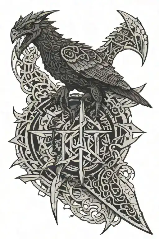 Microtech Combat Troodon Black With Tanto Blade Framed By Nordic Rune Script