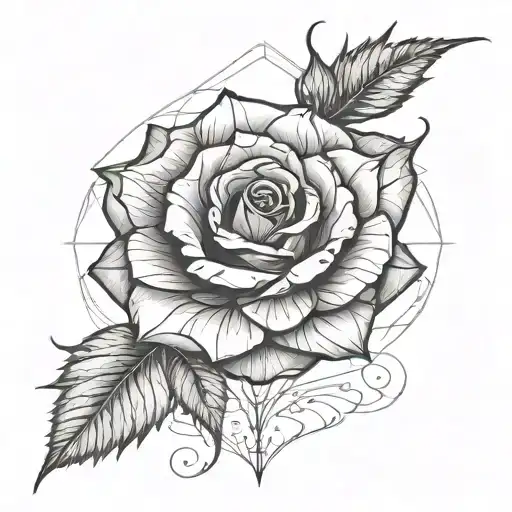 Rose With Four Thorns Along The Stem