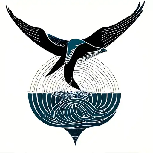 Whale And Straw Tail Bird Soaring