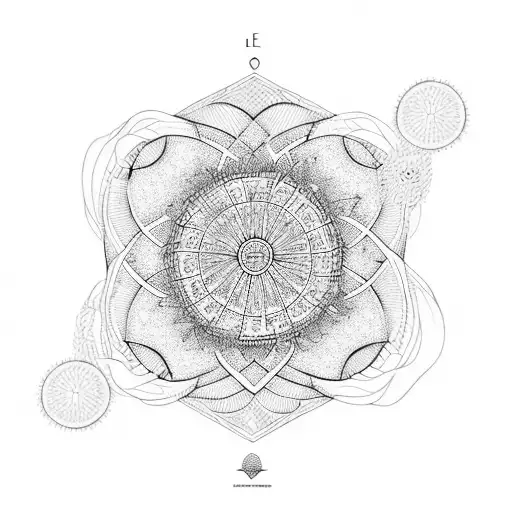 One Line Zerbra Surrounded By Partial Flower Of Life And Partial Acacia Tree