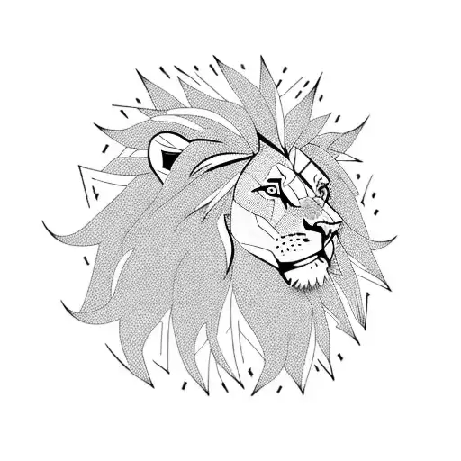 A Lion Made Up Of Electrical Circuitry With Anime Symbols Incorporated