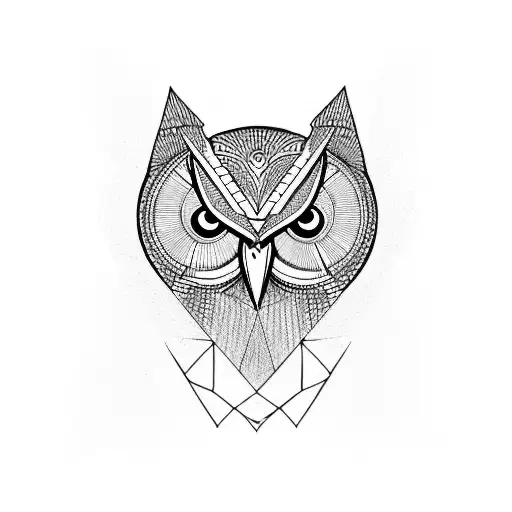 Owl With Geometric Lines And Compass