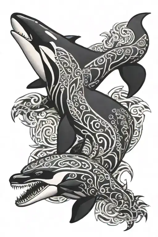 Orca And China Dragon Together Symbolizing