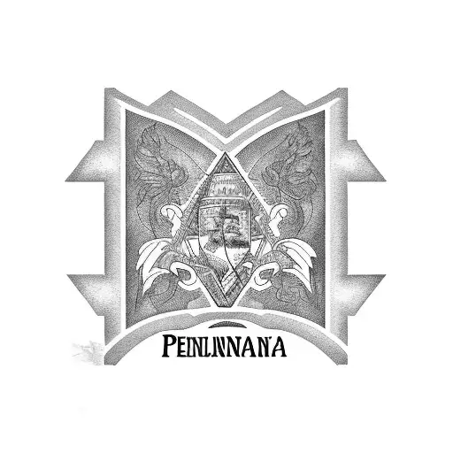 Pennsylvania Theme Black Tattoo With A Keystone