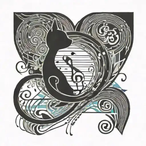 Combine A G-clef Note With A Silhouette Of A Singing Cat