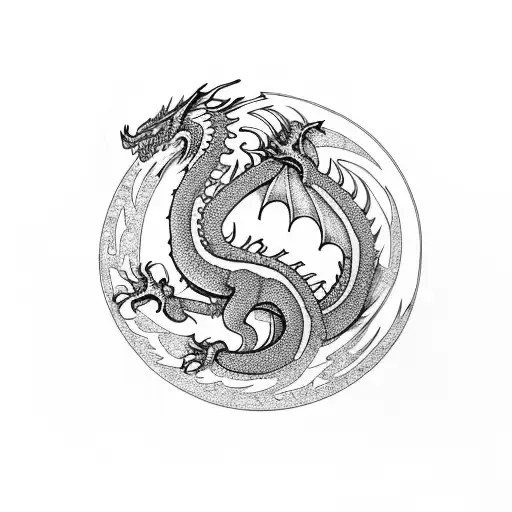 Furious Dragon With Hour Glass