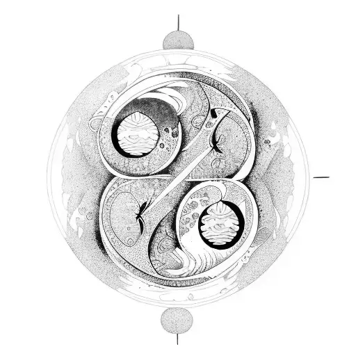 Koi Fish Yin Yang With Cresent Moon