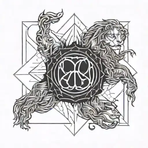 Leo Zodiac Symbol Intertwined With Gemini Symbol Intertwined