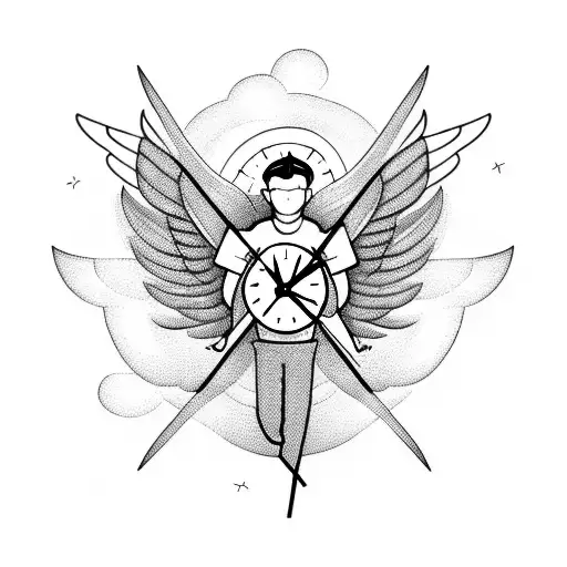 Male Angel With Clock