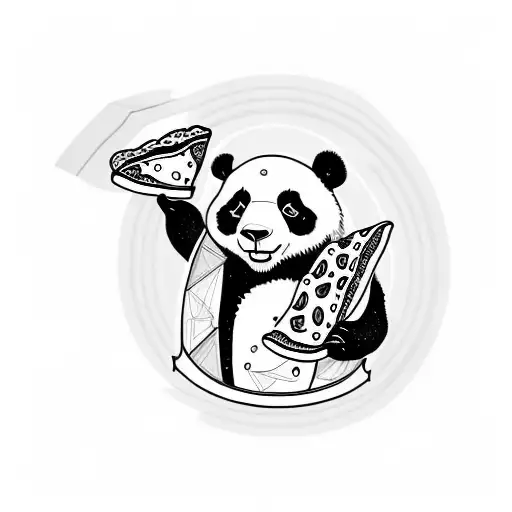 Panda With A Mug Of Beer In One Hand And Slice Of Pizza Inthe Other Hand