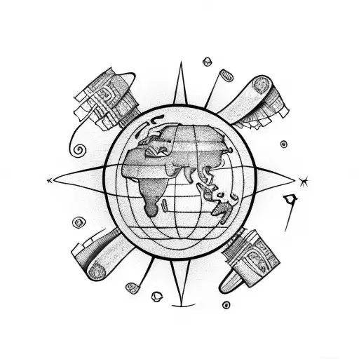 Globe With Airplane Going Around And Paw Print