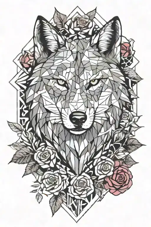 Wolf With Roses