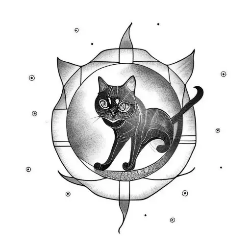 Black Cat In Half Moon