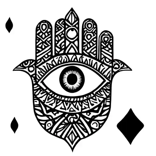 Hamsa Hand Symbol With Eye Arabic Geometric