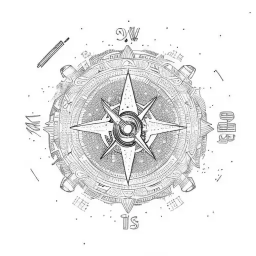 Galaxy With Compass With Flowers