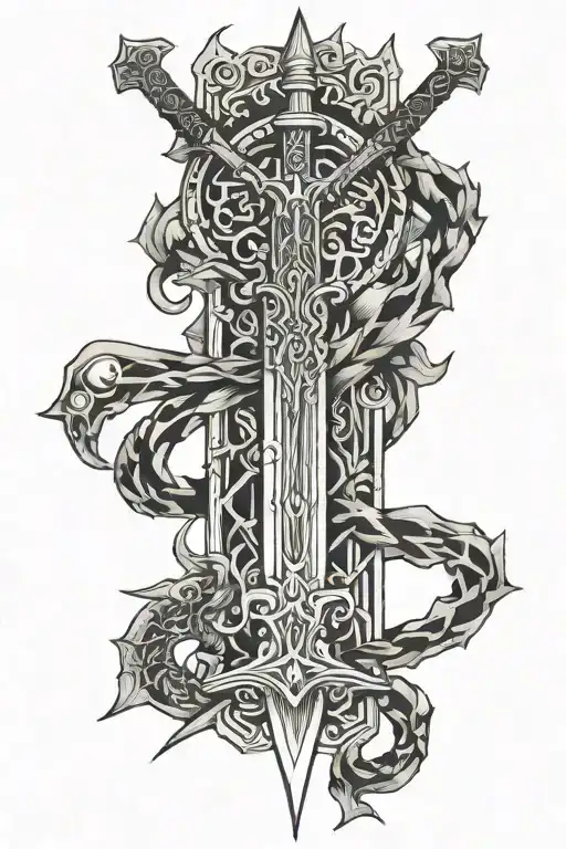 Sword Across Spine On The Back