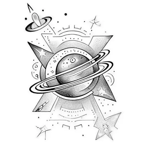 Space Tattoo With Writing Around The Side