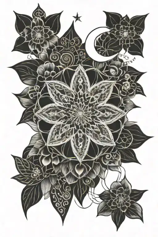 Flower Mandala Moon Star Needle Thread Weaving