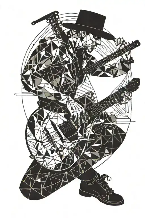 Musician Playing A Guitar Old School