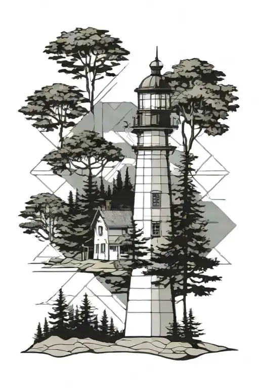 Beach Nova Scotia Lighthouse Pine Trees