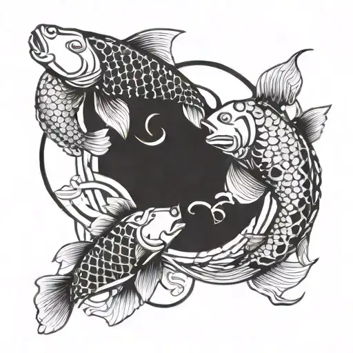 Koi Fish Ying Yang With A Taurus Zodiac Symbol And Scorpio Zodiac