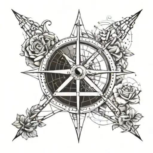 Bridge And Compas Rose With Nautical Map