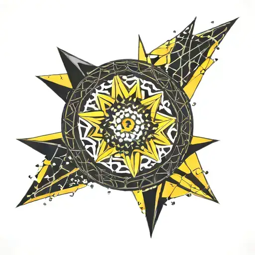 Star In A Circle Crystal Yellow And Black Colour