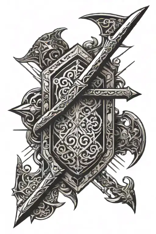 Sword And Shield Engraved