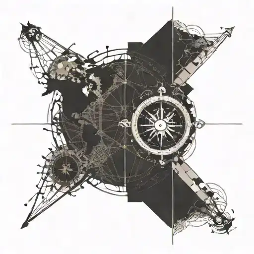 Bridge And Compass In Front Of World Map