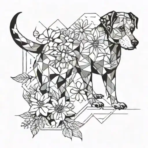 Dog With Flowers Growing