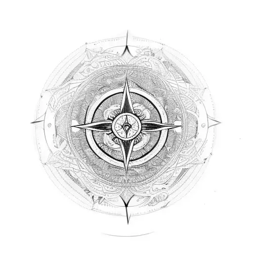 Black And White Tree Of Life Compass