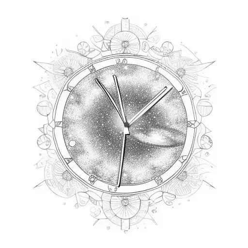 Galaxy With Clock With Flowers