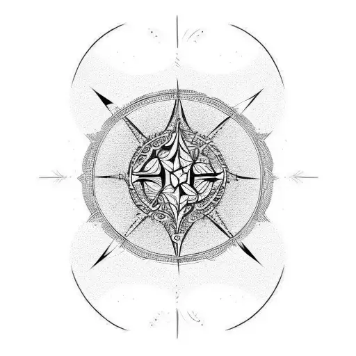 Male Shoulder Black And White Tree Of Life Compass