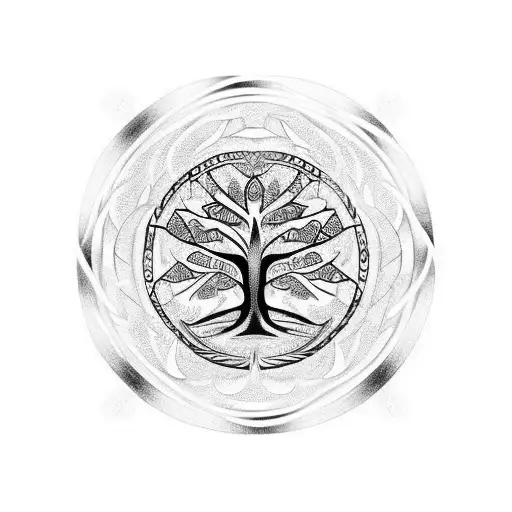 Tree Of Life With 6 Nordic Runes In The Crown