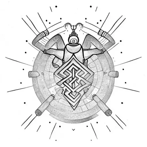 Atlas Beetle With Runic Symbol Circle