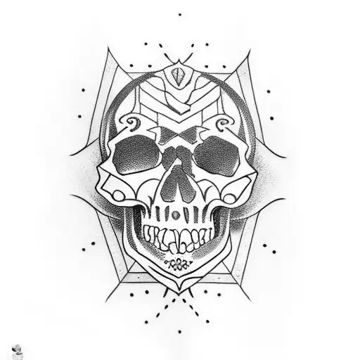 Skull Tattoo With Line