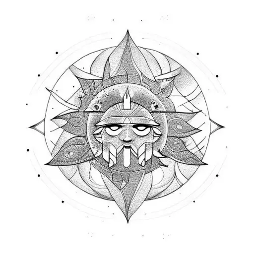 Sun And Moon Wih Leafes