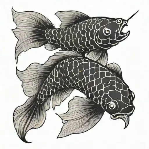 Koi Fish With Only Straight Lines And No Background