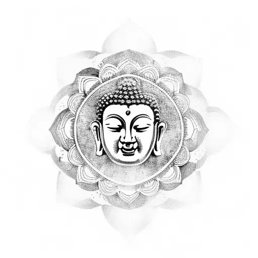Buddha With Backgroun Mandala