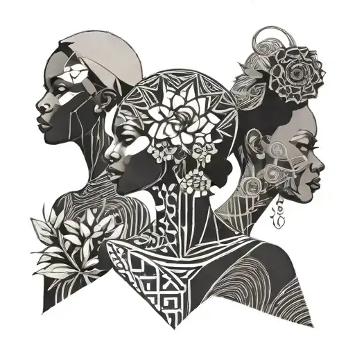 African Women With Flowers Growing