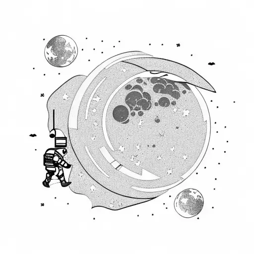 Astronaut Swiming In The Moon