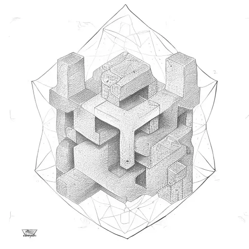 Cartoon Cube With Hands And Legs Looking To The Horisont