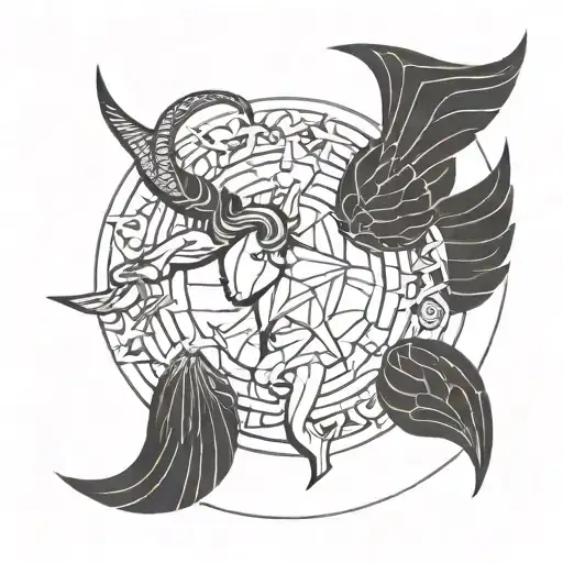 Taurus Sign With Female Sign Winged As Biblical Angel