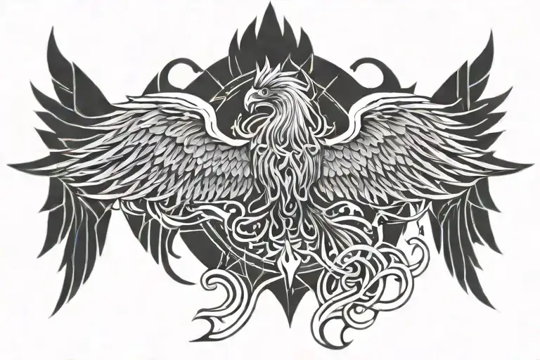 Power Phoenix Rising From Flames