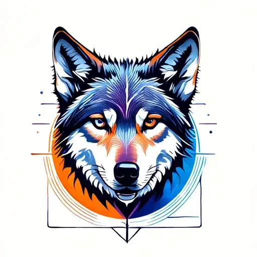 Wolf Moon Orange Blue Purple Color