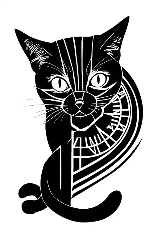 Cat And Clock Face