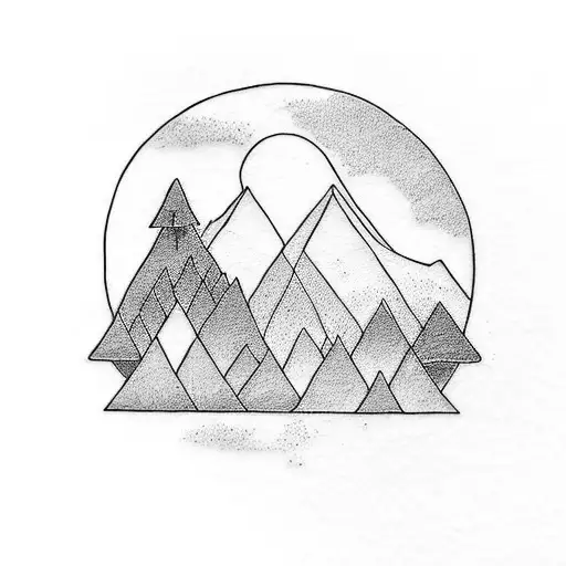 Very Small Tattoo Design Incorporating A Tropical Island And Mountain