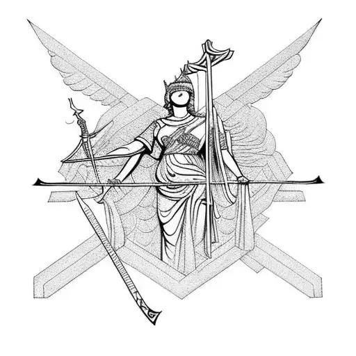 Lady Justice As Caduceus And Sword