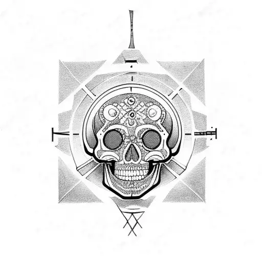 Clock Skull Cross