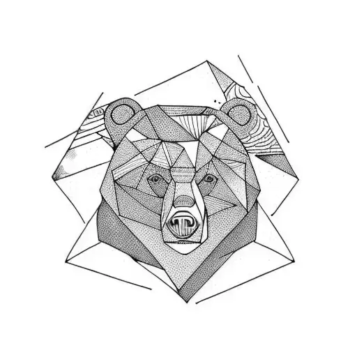 Bear Orange Black Color Triangle Realistic